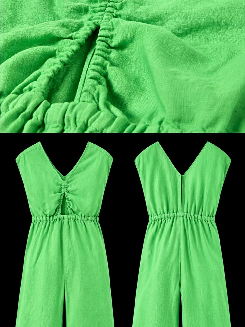 ZARA | Girls' Bright Green Elastic-Waist Jumpsuit